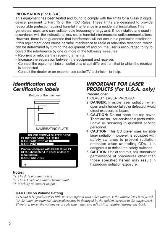 JVC KDMX3000 KDMX3000J Audio System Operating Manual