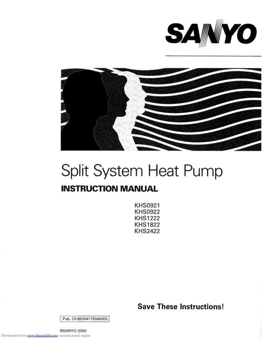 Sanyo KHS0921 KHS0922 KHS1222 Air Conditioner Unit Operating Manual