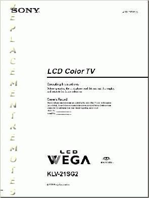 Sony KLV21SG2 TV Operating Manual