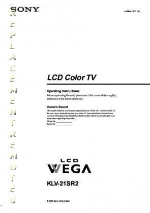 Sony KLV21SR2 TV Operating Manual