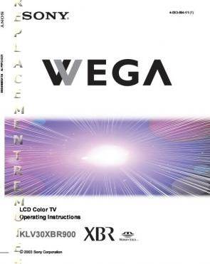 Sony KLV30XBR900 TV Operating Manual