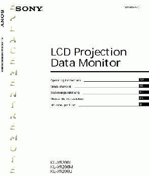 Sony 386586213 KLX9200J KLX9200M Monitor Operating Manual