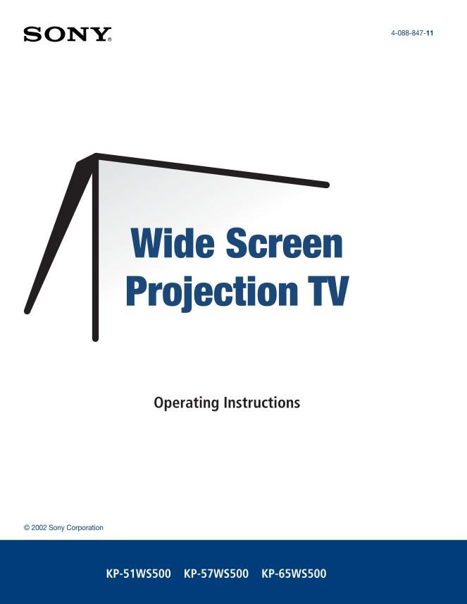 Sony KP46WT500 KP51WS500 KP57WS500 TV Operating Manual