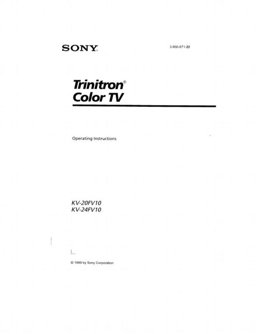 Sony KV20FV10 KV24FV10 TV Operating Manual