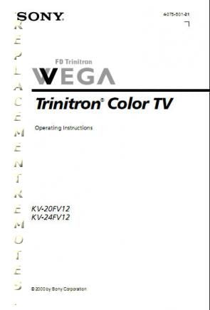 Sony KV20FV12 KV24FV12 TV Operating Manual