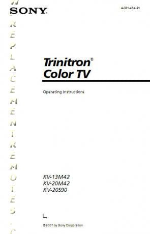 Sony KV13M42 KV20M42 KV20S90 VCR Operating Manual