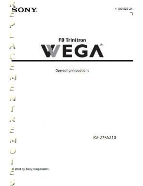 Sony KV27FA210 TV Operating Manual