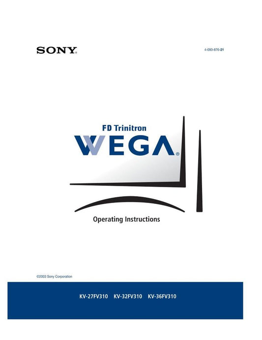Sony KV27FV310 KV32FV310 KV36FV310 TV Operating Manual