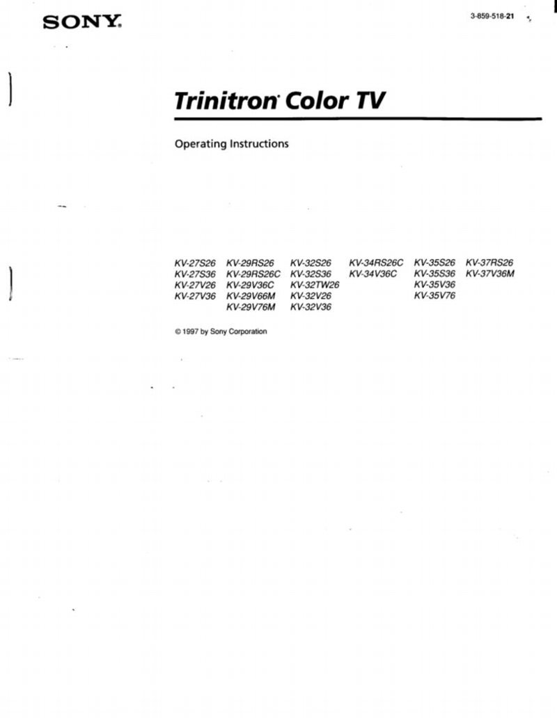 Sony 46EX1B 500X2613 464X2013 VCR Operating Manual