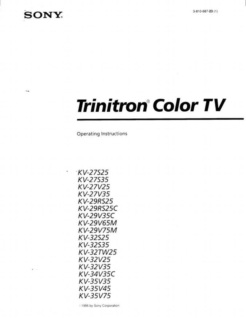 Sony 50VX15K 50VX2213 50YX22B TV Operating Manual