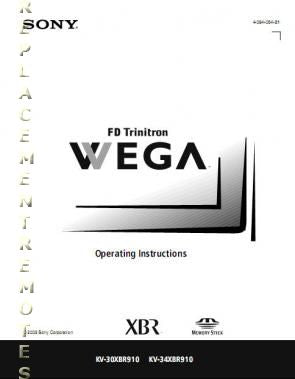 Sony KV30XBR910 KV34XBR910 TV Operating Manual