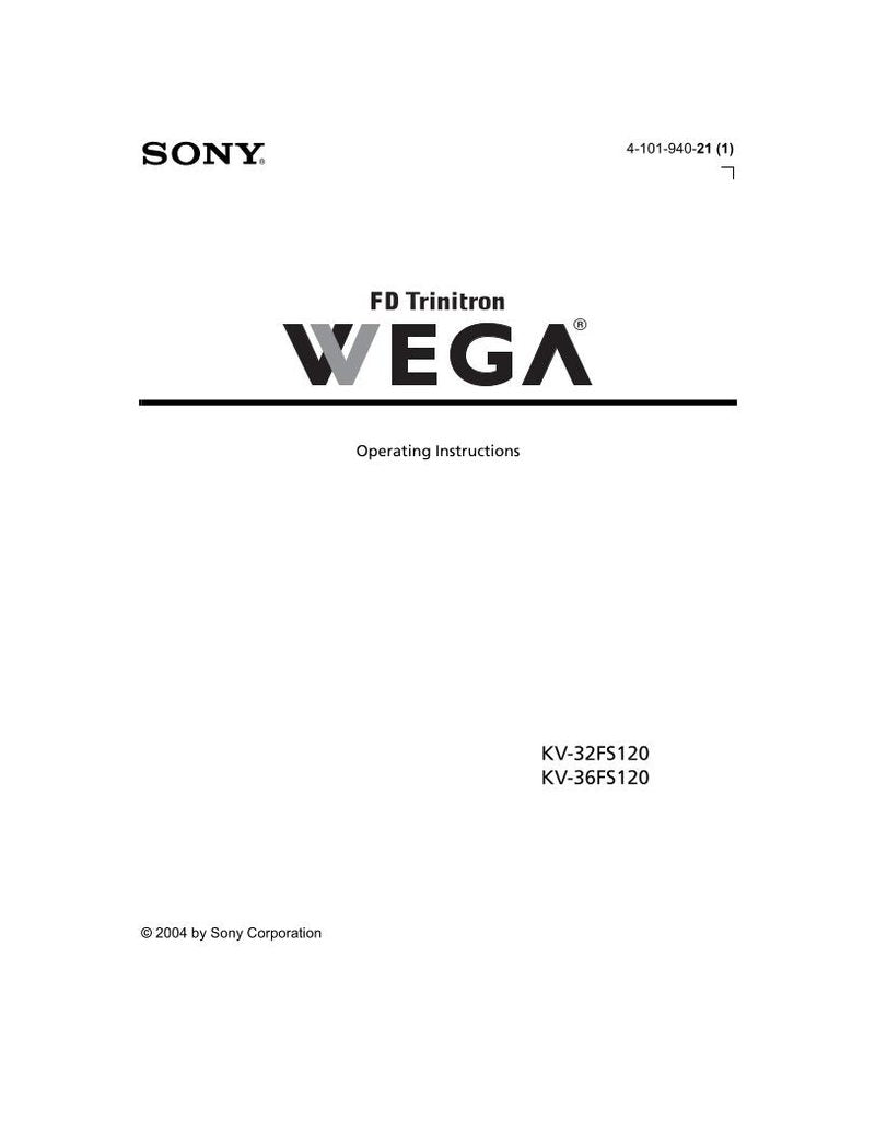 Sony KV32FS120 KV36FS120 TV Operating Manual