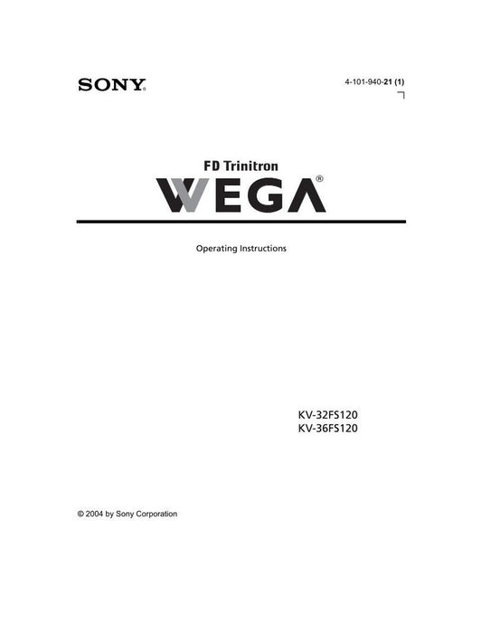 Sony KV32FS120 KV36FS120 TV Operating Manual