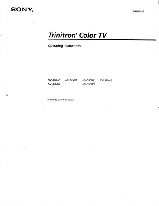 Sony KV32S42 KV32S66 KV32V42 TV Operating Manual