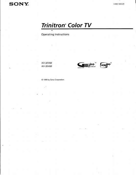 Sony 46UX7B/K KV35V68 TV Operating Manual