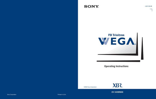 Sony KV34XBR800 TV Operating Manual