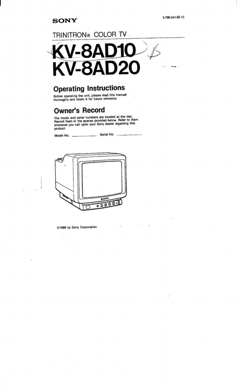Sony KV8AD10 TV Operating Manual
