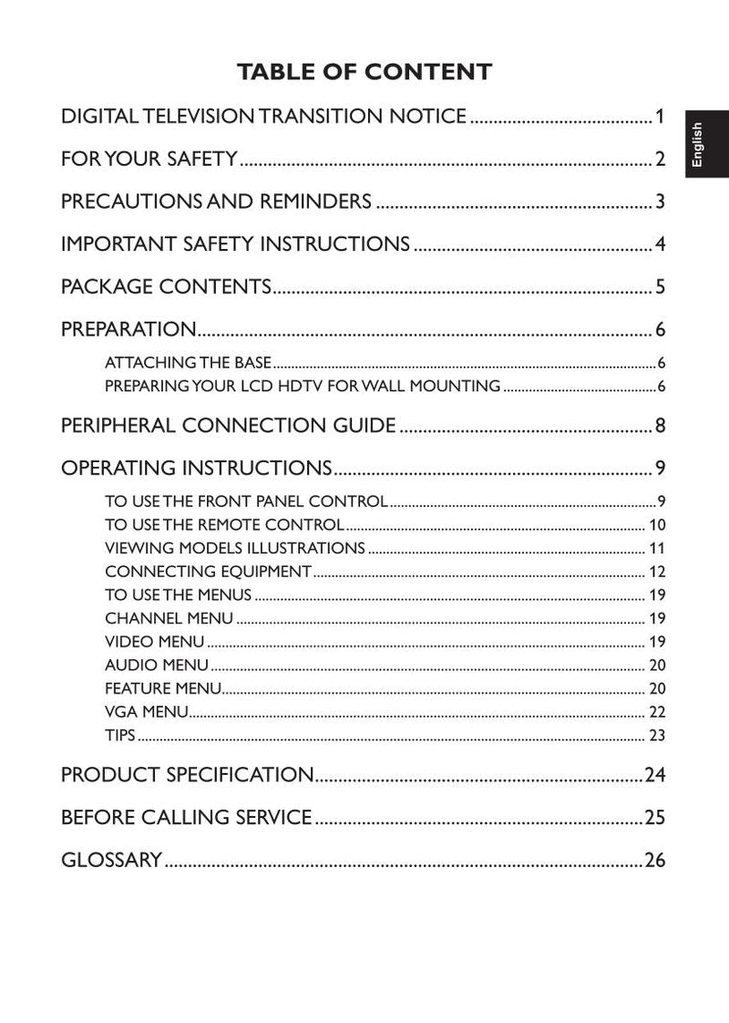 AOC L32 H 961OM TV Operating Manual