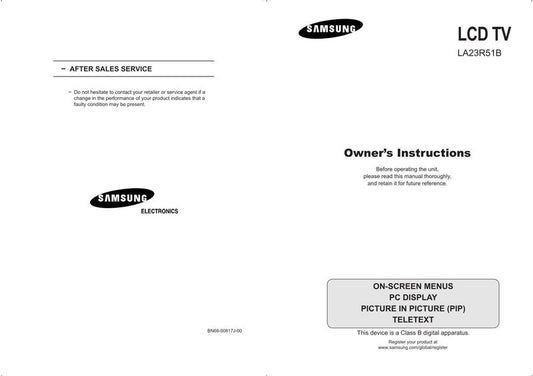 Samsung LA23R51B TV Operating Manual