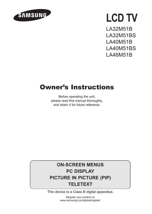 Samsung LA32M51BOM TV Operating Manual