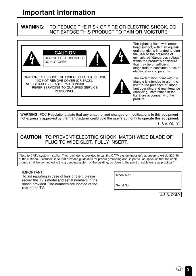 Sharp LC10A2U TV Operating Manual