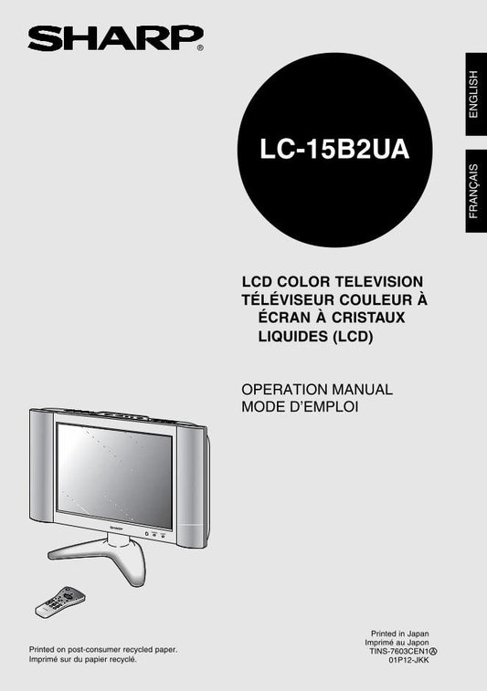 Sharp LC15B2UA TV Operating Manual