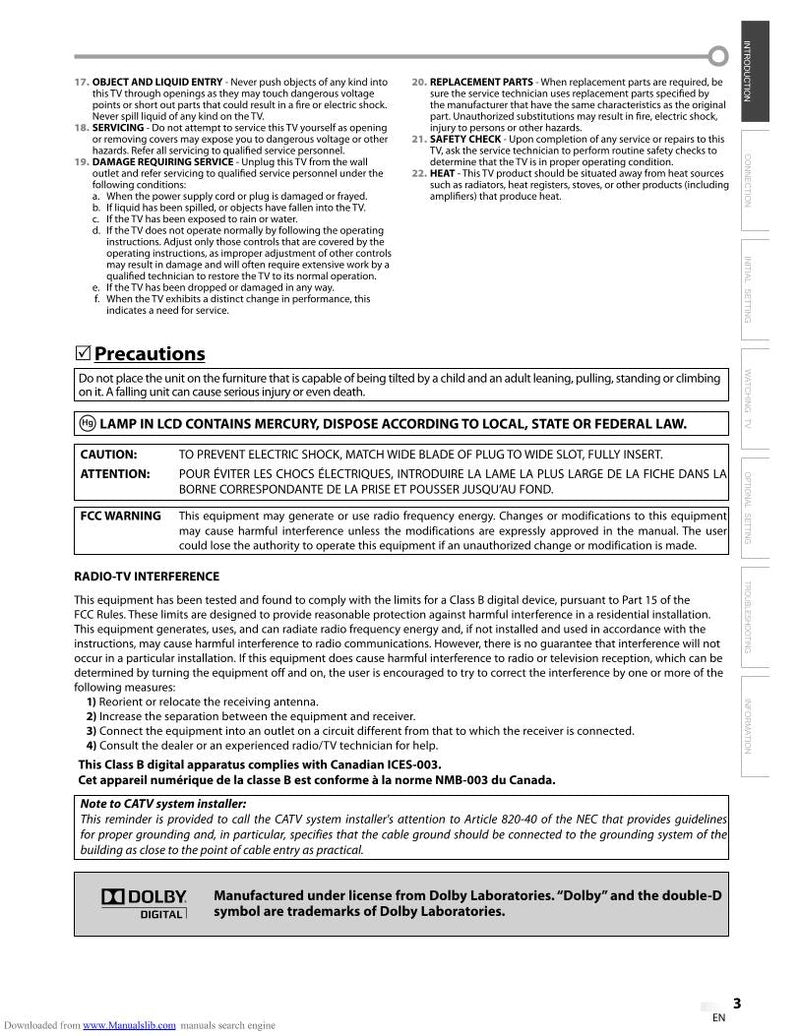 Funai LC200SL9 LC200SL9A TV Operating Manual