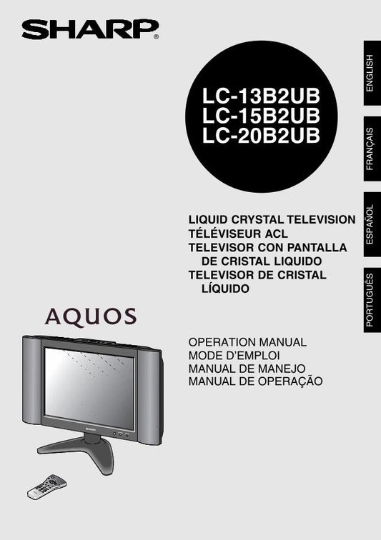 Sharp LC13B2UB LC15B2UB LC20B2UB TV Operating Manual