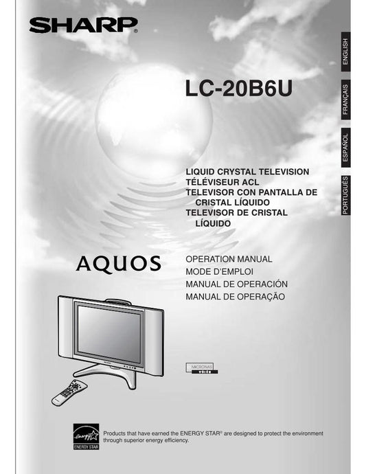 Sharp LC20B6U TV Operating Manual