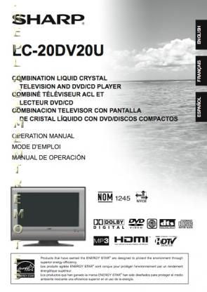 Sharp LC20DV20UOM TV Operating Manual