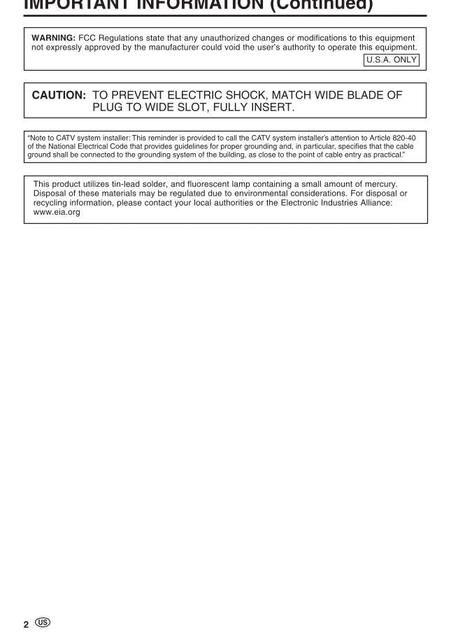 Sharp LC13S1U LC13S1UB LC15S1U Consumer Electronics Operating Manual