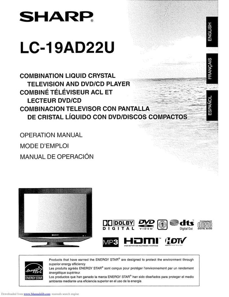 Sharp LC26AD22U TV/DVD Combo Operating Manual