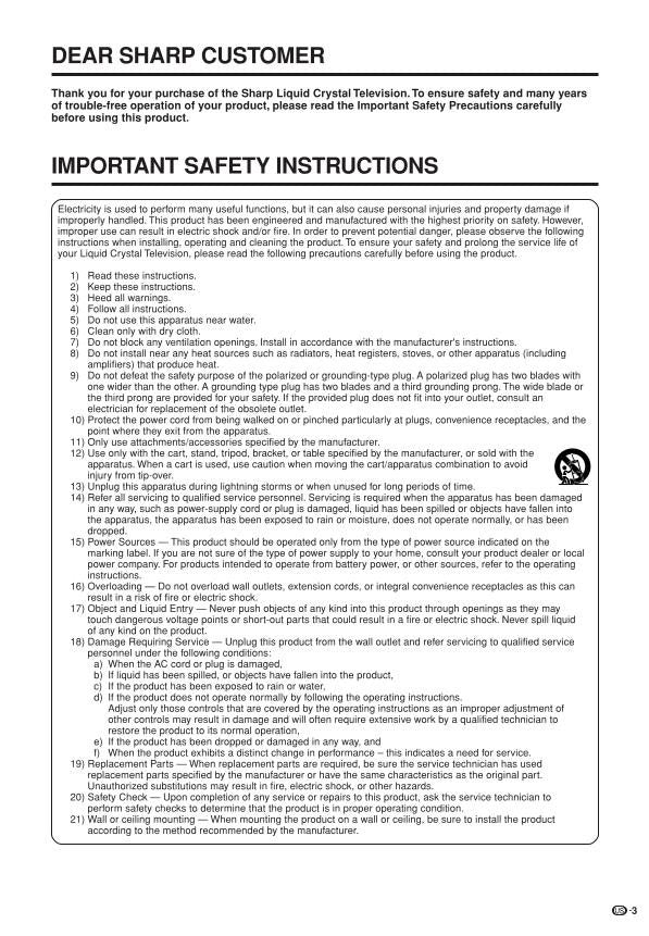Sharp LC26GA5U LC32GA5U TV Operating Manual
