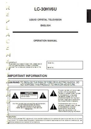 Sharp LC30HV6U TV Operating Manual