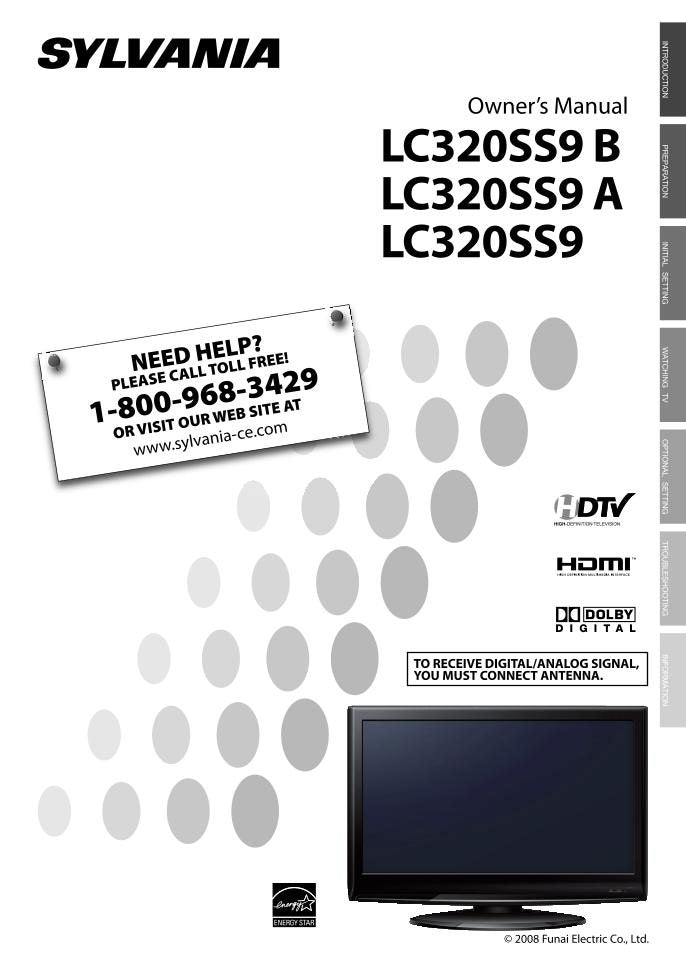 Philips LC320SS9 LC320SS9A LC320SS9B TV Operating Manual