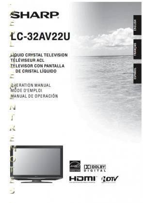 Sharp lc32av22u Consumer Electronics Operating Manual