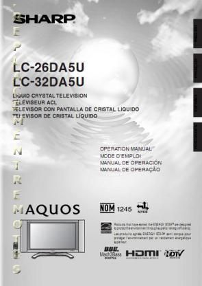 Sharp LC32DA5U TV Operating Manual