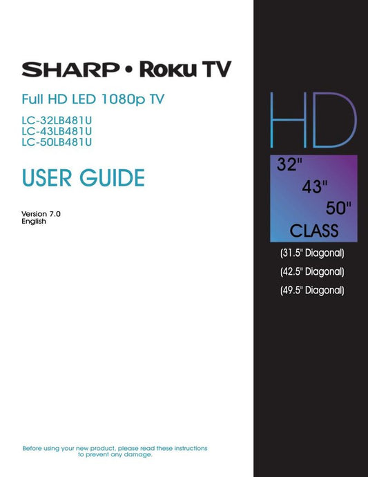 Sharp LC-32LB481U LC-43LB481C LC-50LB481U TV Operating Manual