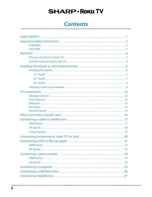 Sharp LC-32LB481U LC-43LB481C LC-50LB481U TV Operating Manual