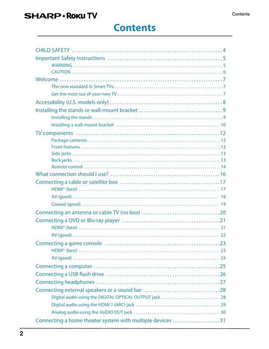 Sharp LC32LB601C LC32LB601U TV Operating Manual