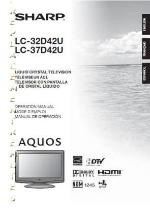 Sharp LC32D42U LC37D42U TV Operating Manual