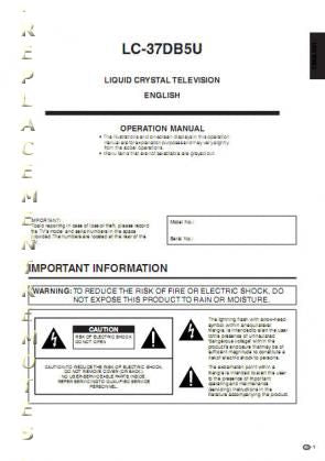 Sharp LC37DB5U TV Operating Manual