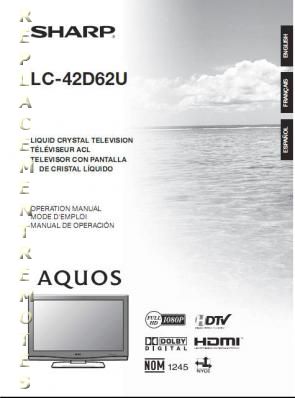 Sharp LC42D62U TV Operating Manual