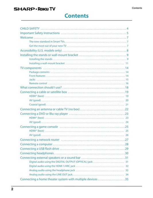 Sharp LC-43LBU591C LC-43LBU591U LC-50LBU591C TV Operating Manual