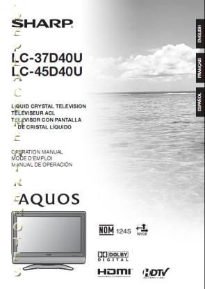 Sharp LC37D40U LC45D40U TV Operating Manual