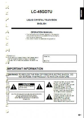 Sharp LC45GD7U TV Operating Manual