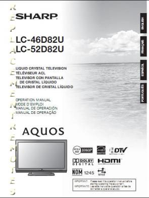 Sharp LC46D82U LC52D82U TV Operating Manual