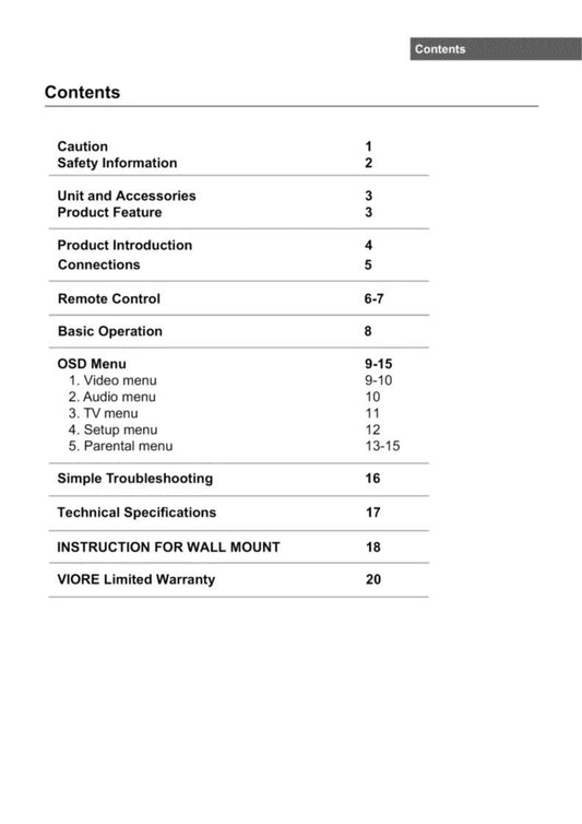 Viore LC55VFZ61 TV Operating Manual