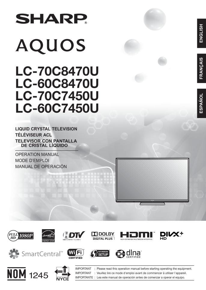 Sharp LC60C7450U LC70C7450U LC70C8470U TV Operating Manual