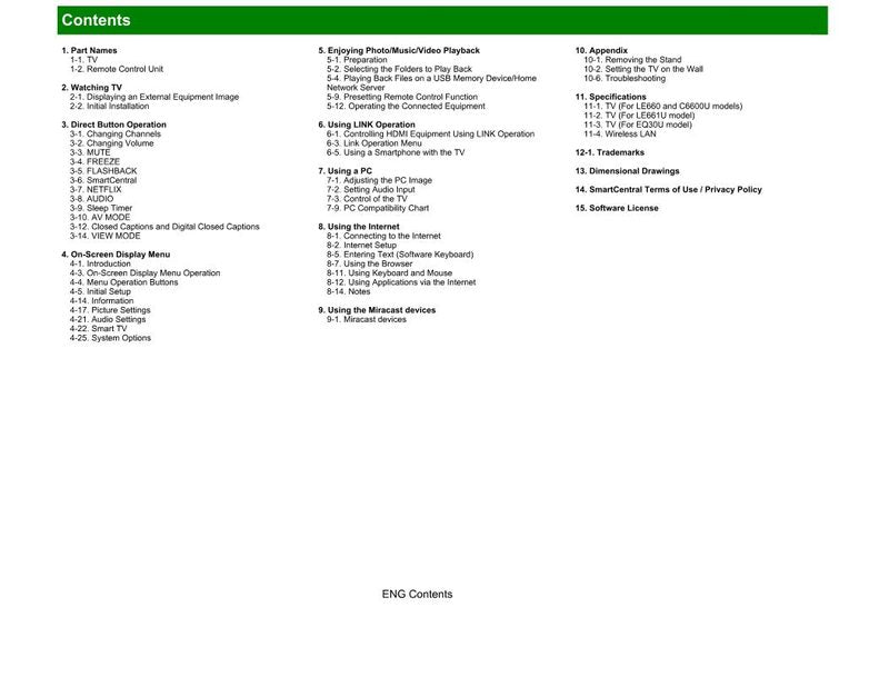 Sharp LC60LE660U TV Operating Manual